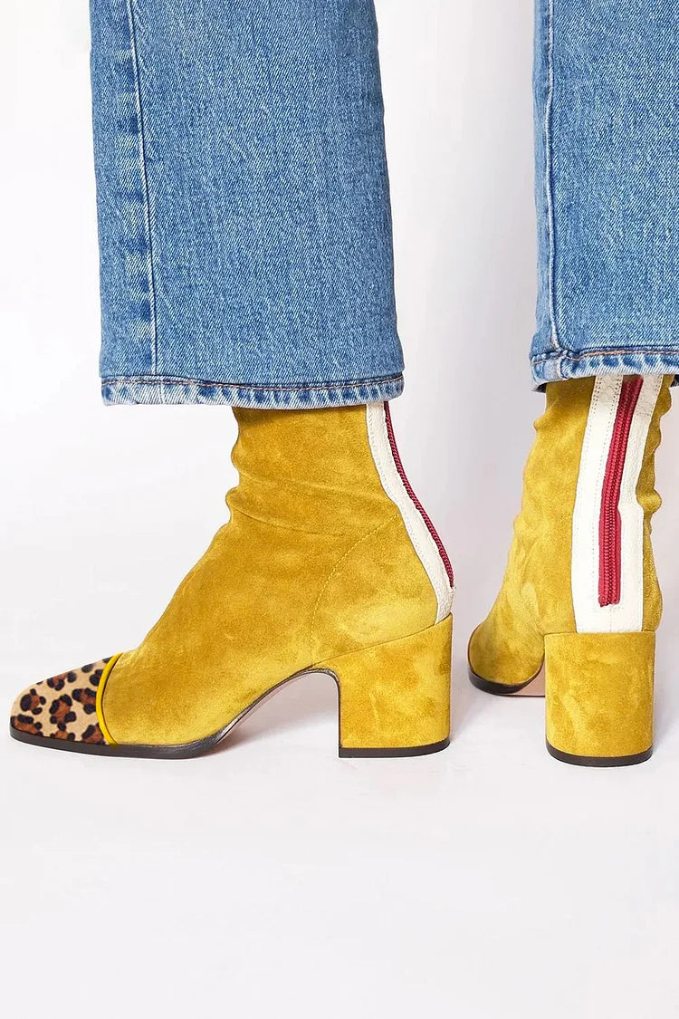 Beth | Botines de Tacón Ancho y Punta Cuadrada para Mujer