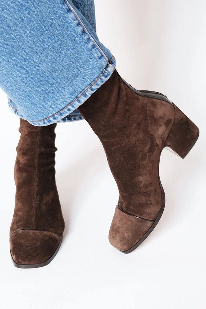 Beth | Botines de Tacón Ancho y Punta Cuadrada para Mujer