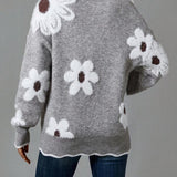 Лидия – Плетен Пуловер с Цветя