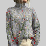 Джулия – Винтидж чаровен флорален артистичен пуловер с поло