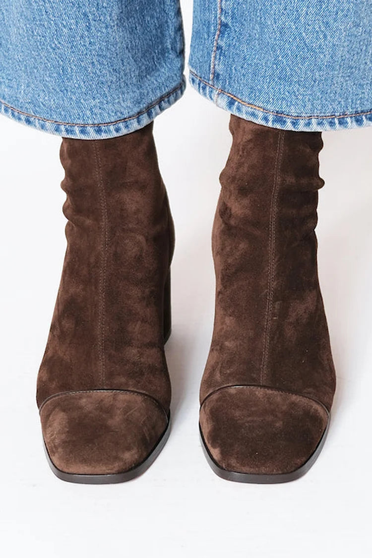 Beth | Botines de Tacón Ancho y Punta Cuadrada para Mujer