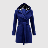 Елена – Дълго палто с колан и качулка