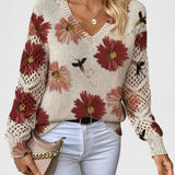 Анна - Елегантен пуловер с флорален мотив