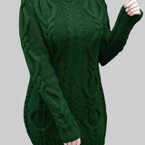 Бранка - Плетена рокля с дебела плетка и поло яка