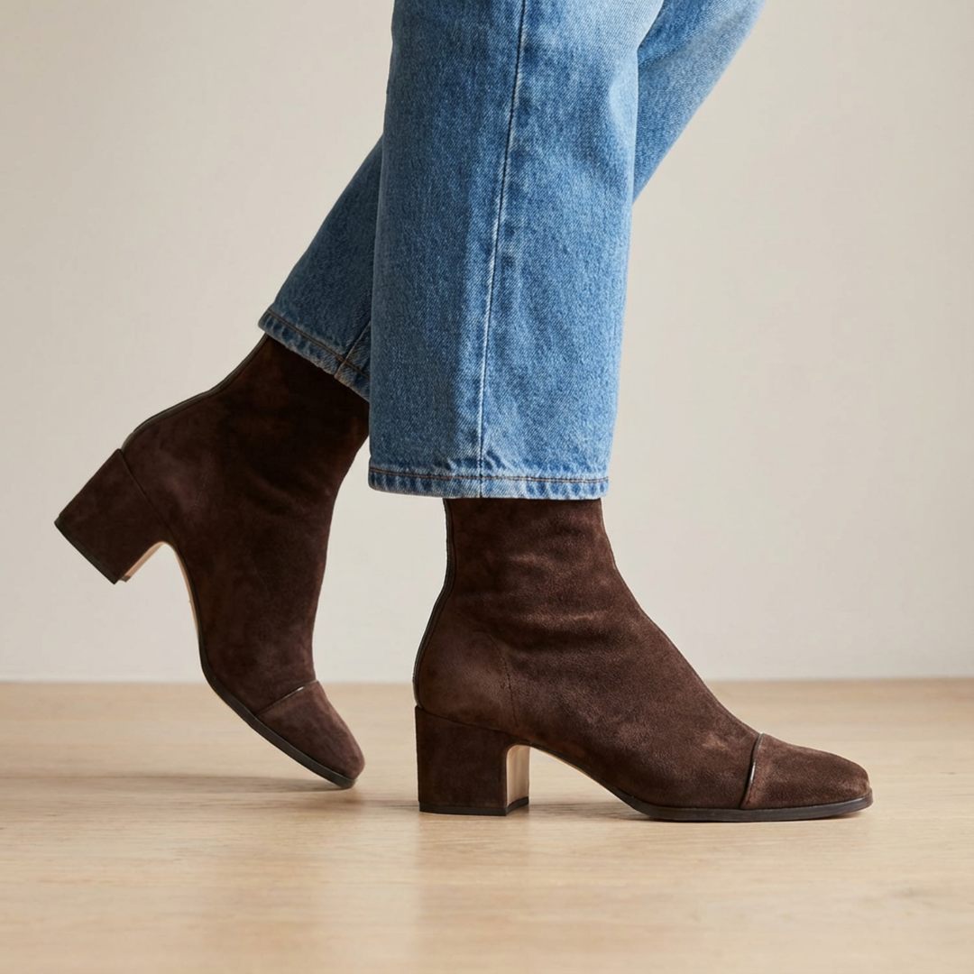 Beth | Botines de Tacón Ancho y Punta Cuadrada para Mujer