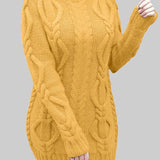 Бранка - Плетена рокля с дебела плетка и поло яка