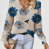 Анна - Елегантен пуловер с флорален мотив