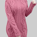 Бранка - Плетена рокля с дебела плетка и поло яка