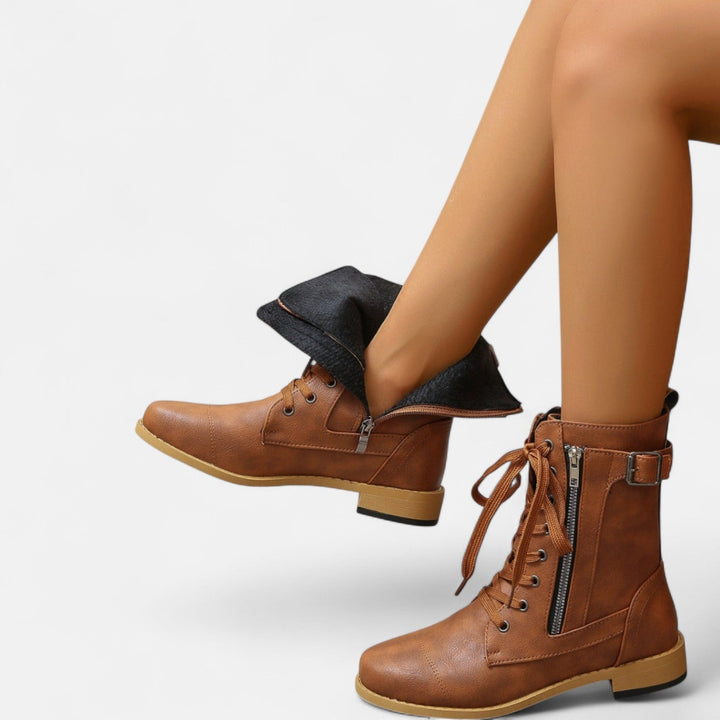 Nora | Botines con Cordones Estilo Militar para Mujer