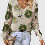 Анна - Елегантен пуловер с флорален мотив