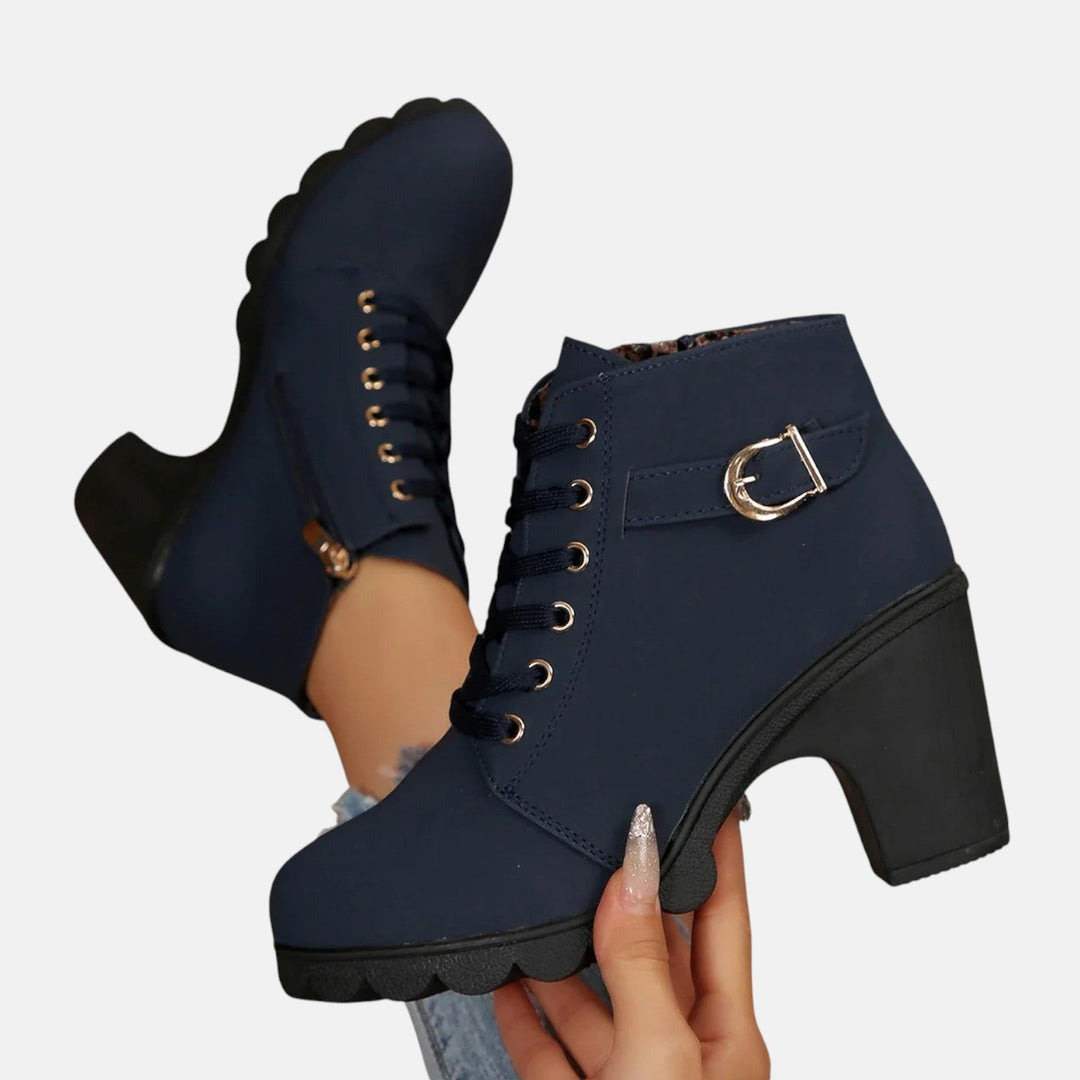 Monte-Claire | Botines de Piel con Cordones y Hebilla