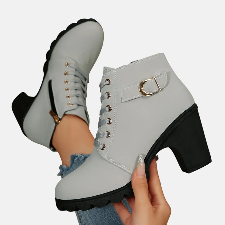 Monte-Claire | Botines de Piel con Cordones y Hebilla