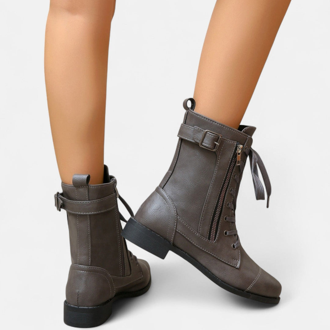 Nora | Botines con Cordones Estilo Militar para Mujer