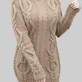 Бранка - Плетена рокля с дебела плетка и поло яка