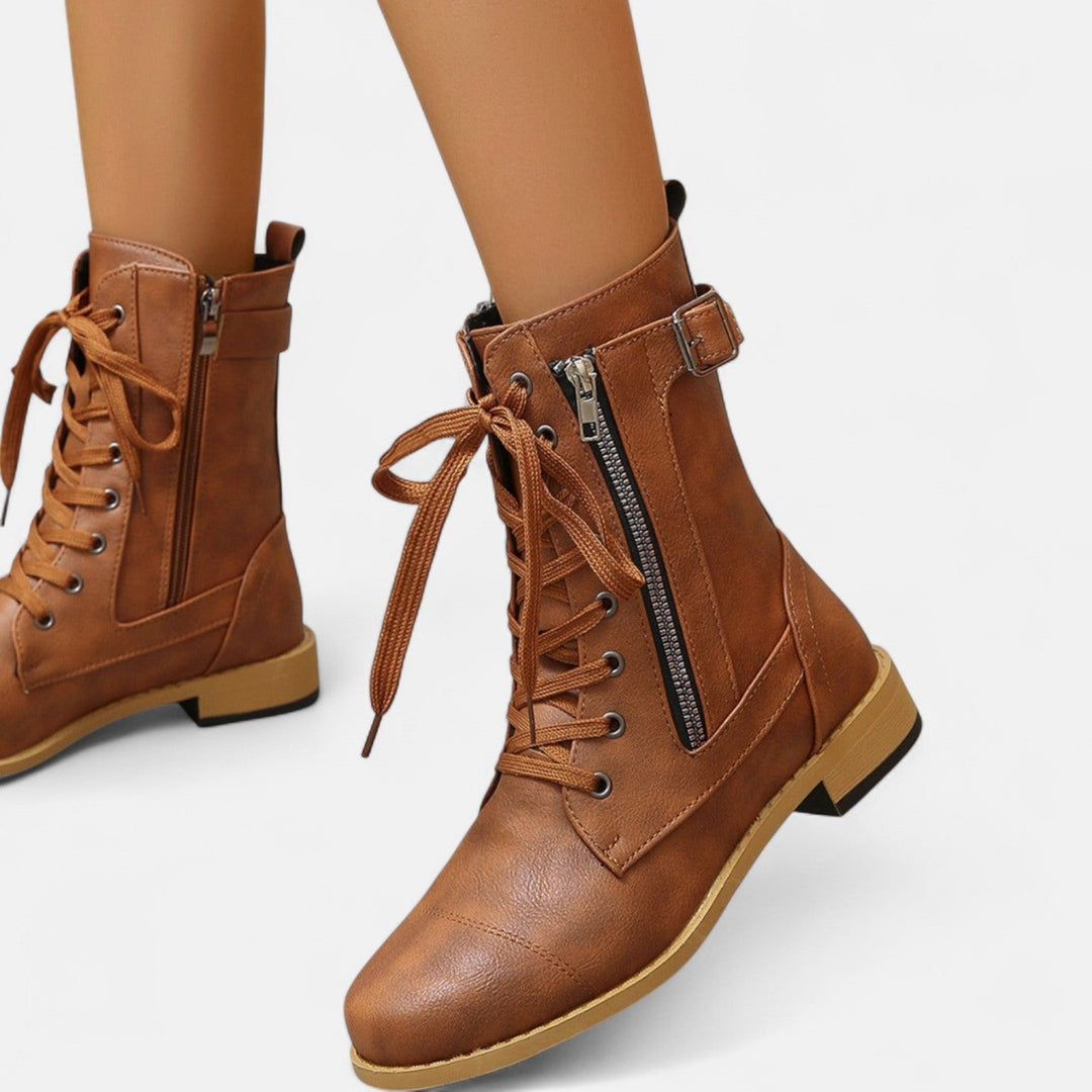 Nora | Botines con Cordones Estilo Militar para Mujer