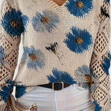 Анна - Елегантен пуловер с флорален мотив